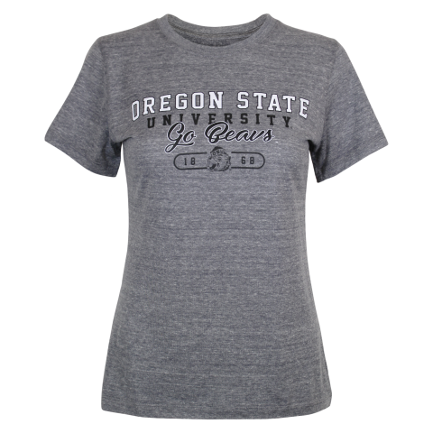 Women's Heather Grey Oreon State Tee with Benny